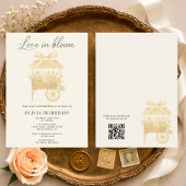 Love in Bloom Flower Market QR Code Bridal Shower 招待状
