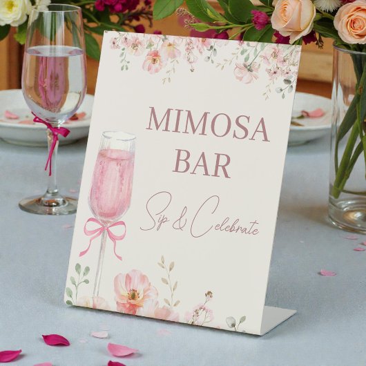 Love in Bloom Mimosa Bar Bridal Shower 台座サイン