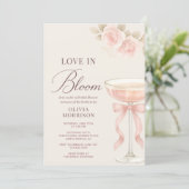 Love in Bloom Pink Champagne Bow Bridal Shower 招待状 (スタンド正面)