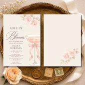Love in Bloom Pink Champagne Bow Bridal Shower 招待状