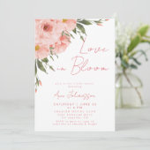 Love In Bloom Pink Roses Flowery Baby Shower 招待状 (スタンド正面)