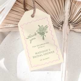 Love in Bloom Pink Sage Bridal Shower Thank you ギフトタグ