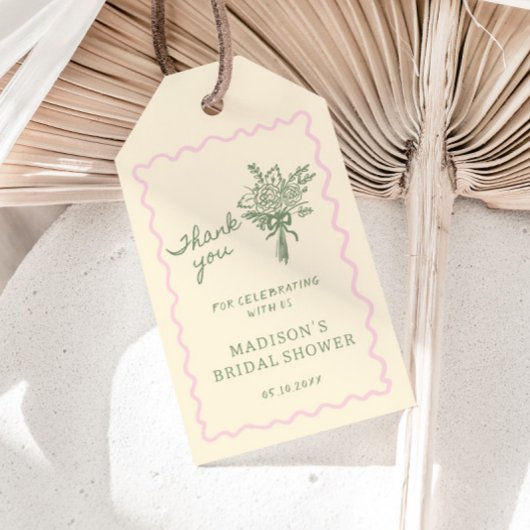 Love in Bloom Pink Sage Bridal Shower Thank you ギフトタグ