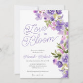 Love in bloom purple wildflowers bridal shower 招待状 (正面)
