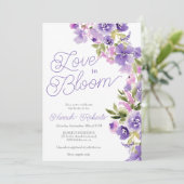 Love in bloom purple wildflowers bridal shower 招待状 (スタンド正面)