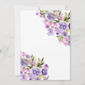 Love in bloom purple wildflowers bridal shower 招待状 (裏面)