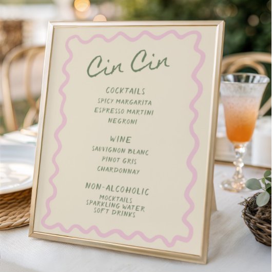 Love in Bloom Sage Pink Cin Cin Bar Menu ポスター