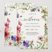 Love in Bloom Spring Floral Bridal Shower 招待状 (正面/裏面)