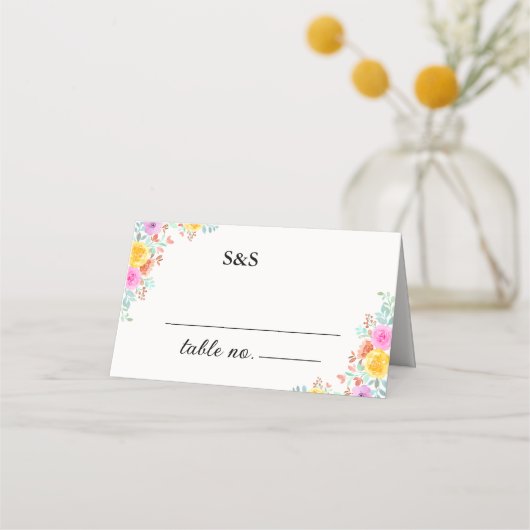 Love in Bloom spring flowers wedding プレイスカード (裏面)