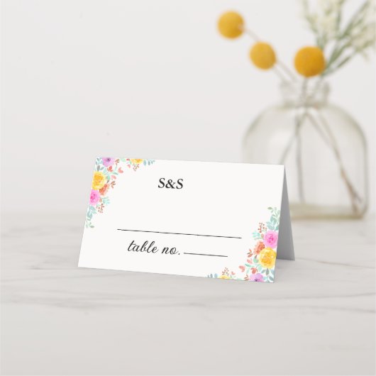Love in Bloom spring flowers wedding プレイスカード (正面)