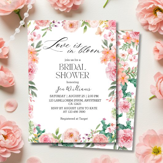 Love in Bloom Spring Garden Floral Bridal shower 招待状