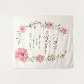 Love in Bloom Summer Floral Bridal Shower Welcome タペストリー (正面(横))