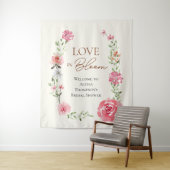 Love in Bloom Summer Floral Bridal Shower Welcome タペストリー (インサイチュ)