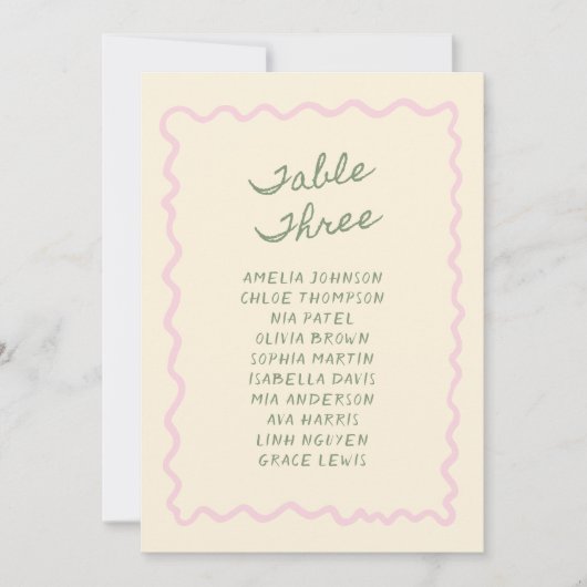 Love in Bloom Whimsical Handwritten Table 3 Card 招待状 (正面)