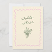 Love in Bloom Whimsical Handwritten Table 3 Card 招待状 (正面)