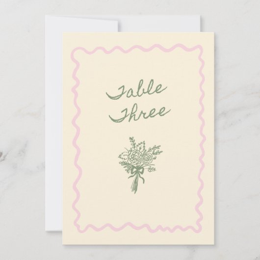 Love in Bloom Whimsical Handwritten Table 3 Card 招待状 (正面)