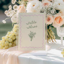 Love in Bloom Whimsical Handwritten Table 3 Card 招待状