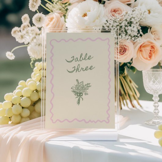 Love in Bloom Whimsical Handwritten Table 3 Card 招待状