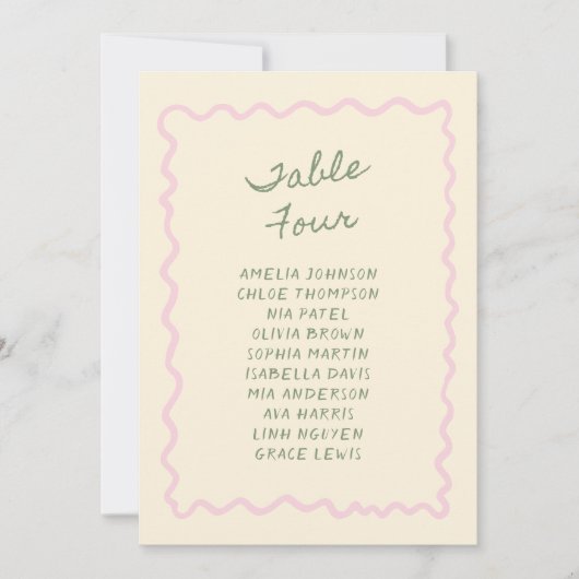 Love in Bloom Whimsical Handwritten Table 4 Card 招待状 (正面)