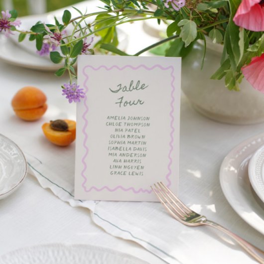 Love in Bloom Whimsical Handwritten Table 4 Card 招待状