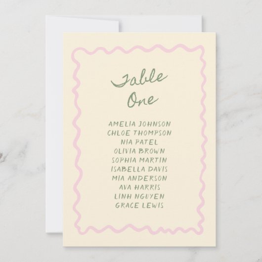 Love in Bloom Whimsical Handwritten Table One Card 招待状 (正面)