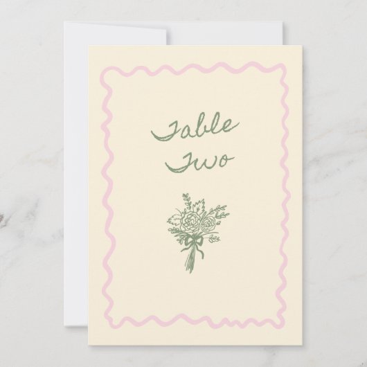 Love in Bloom Whimsical Handwritten Table Two Card 招待状 (正面)