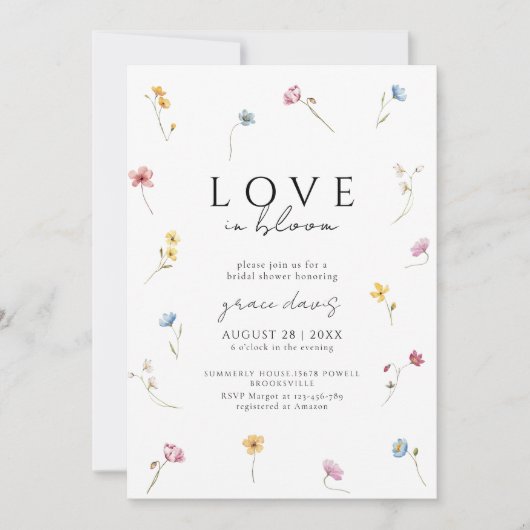 love in bloom Wildflower bridal shower Invitation 招待状 (正面)