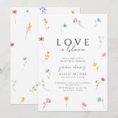 love in bloom Wildflower bridal shower Invitation 招待状 (正面/裏面)