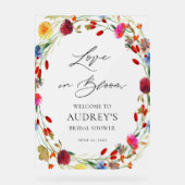 Love in Bloom Wildflower Bridal Shower Welcome アクリルサイン (正面)
