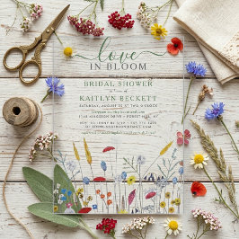 Love in Bloom Wildflower Meadow Bridal Shower アクリル招待状