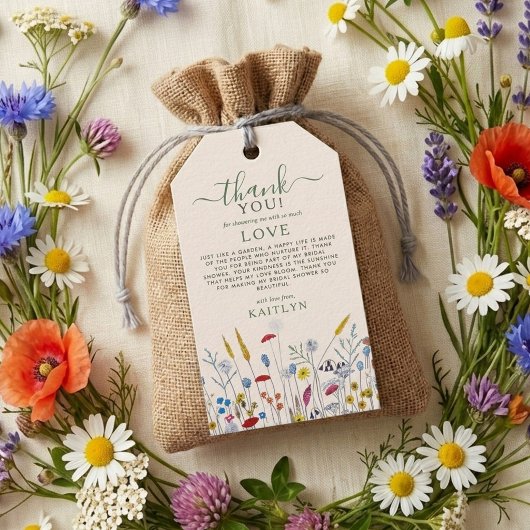 Love in Bloom Wildflower Meadow Bridal Shower ギフトタグ