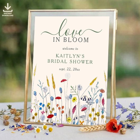 Love in Bloom Wildflower Meadow Bridal Shower ポスター