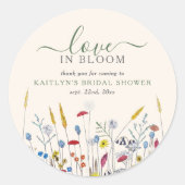 Love in Bloom Wildflower Meadow Bridal Shower ラウンドシール (正面)