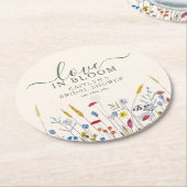 Love in Bloom Wildflower Meadow Bridal Shower ラウンドペーパーコースター (アングル)