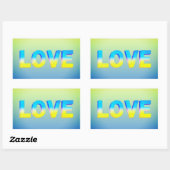 LOVE in Blue and Yellow LOVE for Ukraine Ukraine 長方形シール (シート)