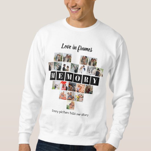 Love in Frames Heart 20 Photo Collage Romantic スウェットシャツ (正面)