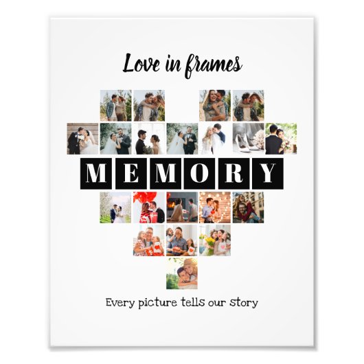 Love in Frames Heart 20 Photo Collage Romantic フォトプリント (正面)