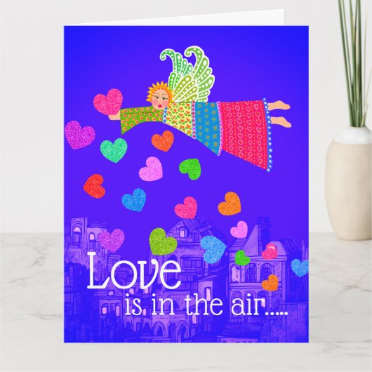 Love in in the Air Personalized Angel Hearts カード (正面)