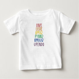 Love in Many LanguagesレインボープライドベビーTシャツ ベビーTシャツ