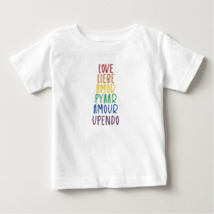 Love in Many LanguagesレインボープライドベビーTシャツ ベビーTシャツ