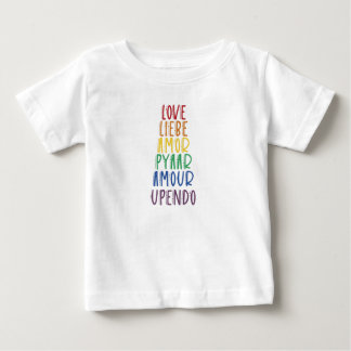 Love in Many LanguagesレインボープライドベビーTシャツ ベビーTシャツ