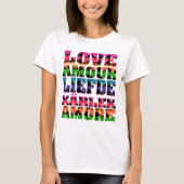 Love in Many Languages Neon Hearts Tシャツ (正面)