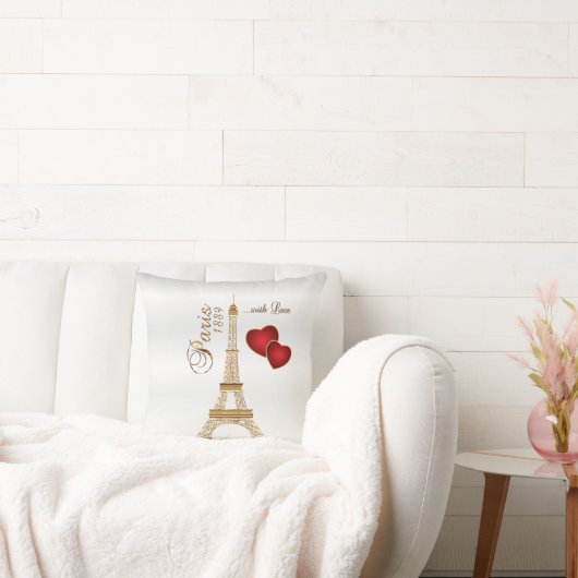 Love in Metallic金ゴールド&ホワイトサテン クッション (ソファ)