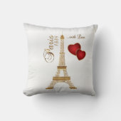 Love in Metallic金ゴールド&ホワイトサテン クッション (正面)