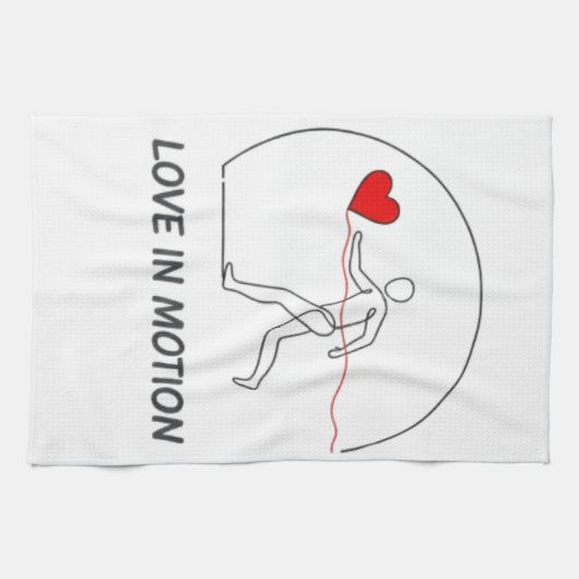 Love In Motion Minimalist Line Art Slogan Tee キッチンタオル (横)