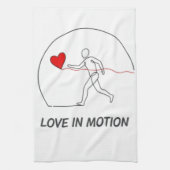 Love In Motion Minimalist Line Art Slogan Tee キッチンタオル (縦)