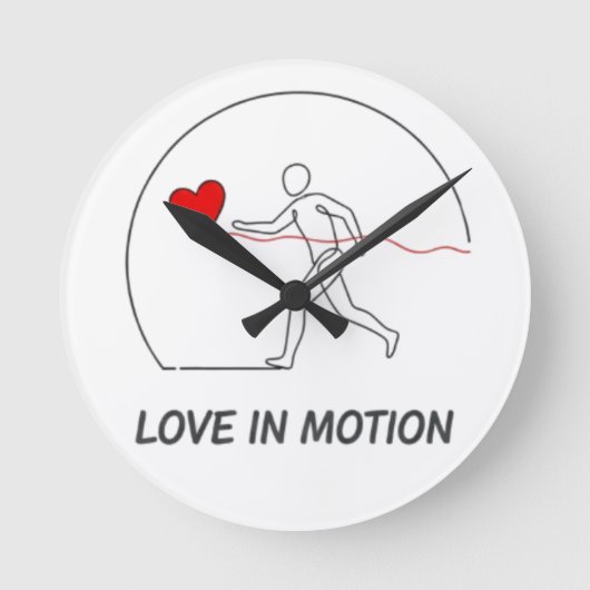 Love In Motion Minimalist Line Art Slogan Tee ラウンド壁時計 (正面)