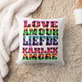 Love in Multilanguages Neon Hearts クッション (ブランケット)