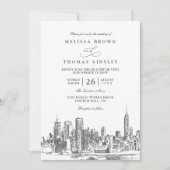 Love in New York Elegant Modern QR Code Wedding 招待状 (正面)