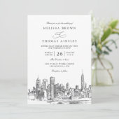 Love in New York Elegant Modern QR Code Wedding 招待状 (スタンド正面)